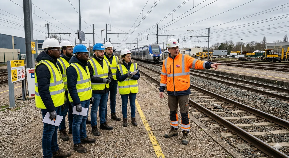 Formation s&eacute;curit&eacute; ferroviaire SECUFER - intervenant &eacute;quip&eacute; pr&egrave;s des voies